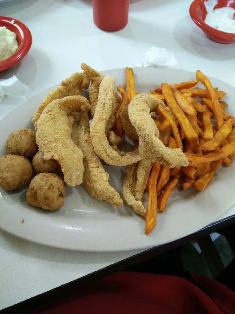 All You Can Eat Fried Catfish with Sweet Potato Fries